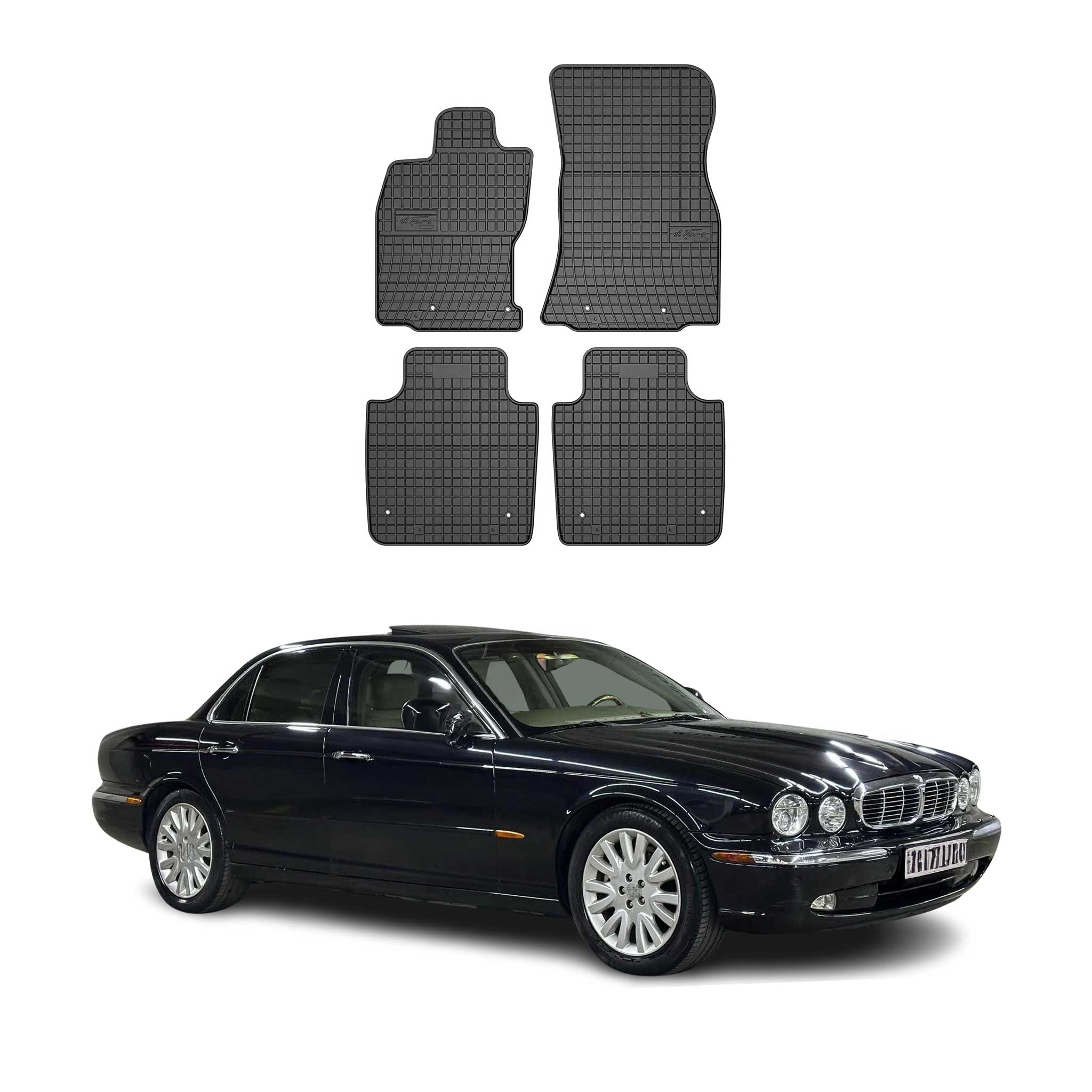 OMAC Gummi Fußmatten für Jaguar XJ 2002-2009 Automatten Gummi Schwarz 4tlg