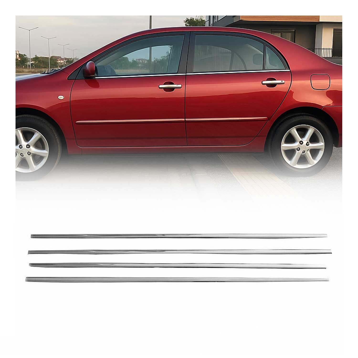 Fensterleisten Zierleisten für Toyota Corolla Stufenheck 2002-2007 Chrom 4tlg