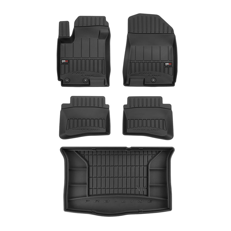 OMAC Fußmatten & Kofferraumwanne Set für Hyundai i20 2014-2020 Gummi Schwarz 5x