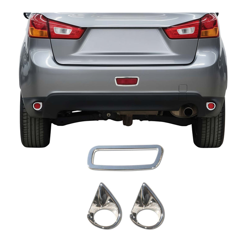 Hintere Reflektor Rahmen Umrandung für Mitsubishi ASX Chrom ABS Silber 3tlg