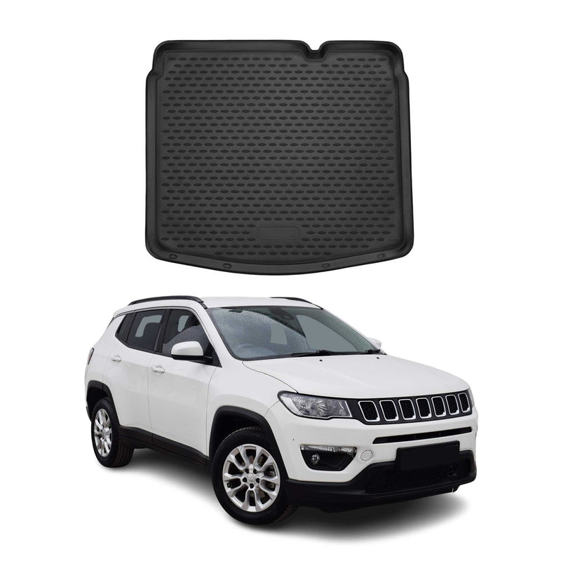 Kofferraummatte Kofferraumwanne für Jeep Compass 2016-2021 Gummi TPE Schwarz