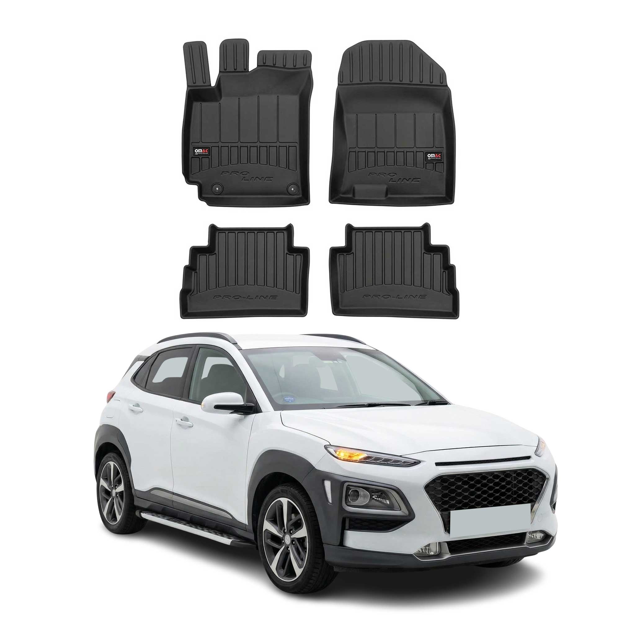 OMAC Gummi Fußmatten für Hyundai Kona 2017-2024 Premium TPE Automatten 4tlg