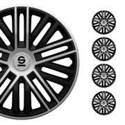 Radkappen Radzierblenden Sparco Bergamo 16" Zoll Abdeckung Set Schwarz Silber 4x