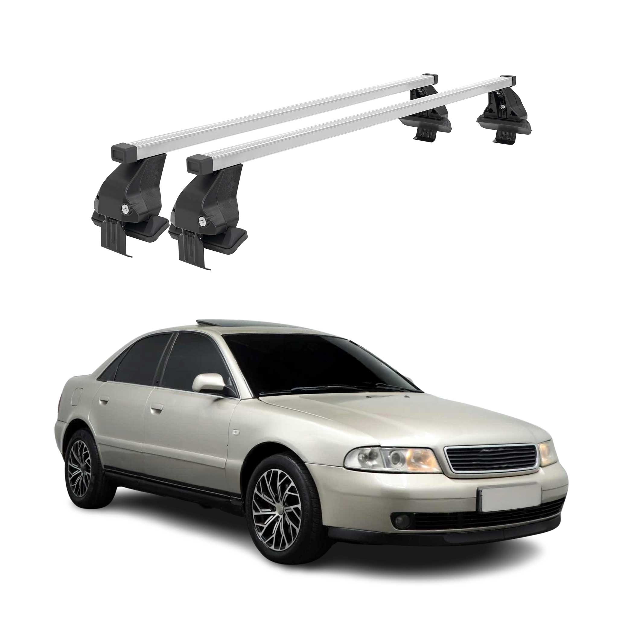 Menabo Dachträger Grundtäger für Audi A4 B5 Limo 1995-2001 50kg Stahl Silber 2x
