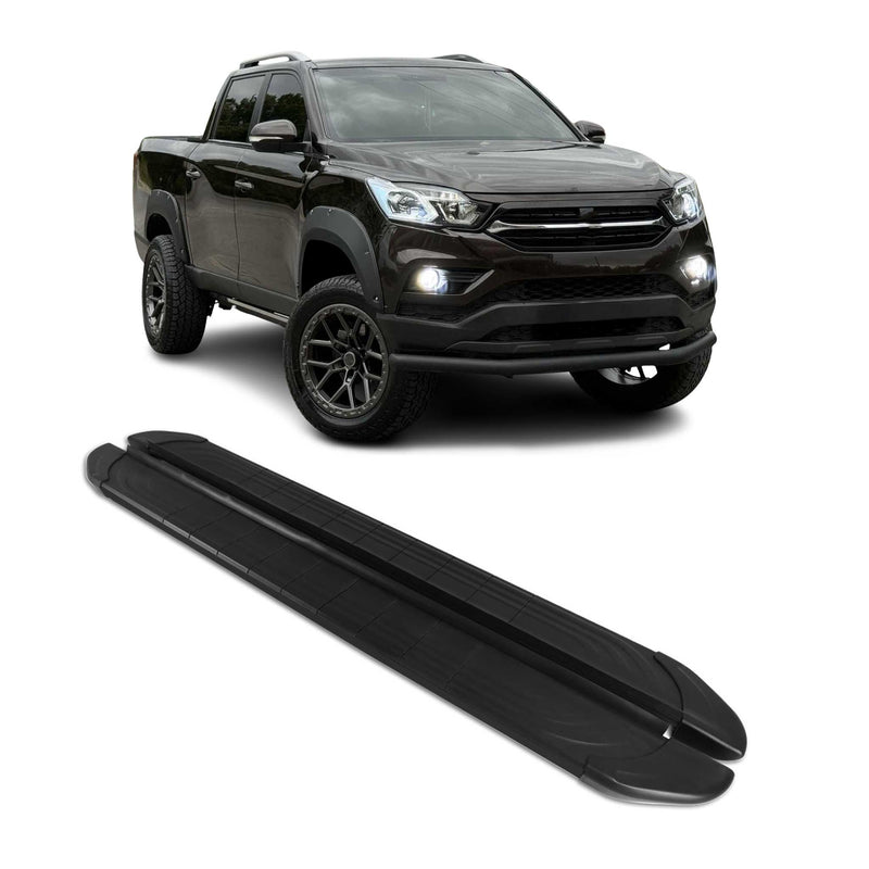 Trittbretter Seitenschweller für Ssangyong Musso 2018-2025 Aluminium Schwarz 2x