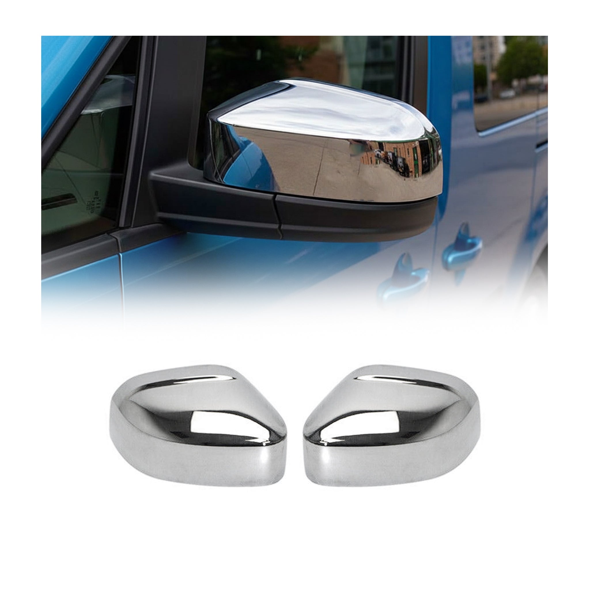 Spiegelkappen Spiegelabdeckung für VW Caddy IV 2015-2020 Chrom ABS Silber 2tlg