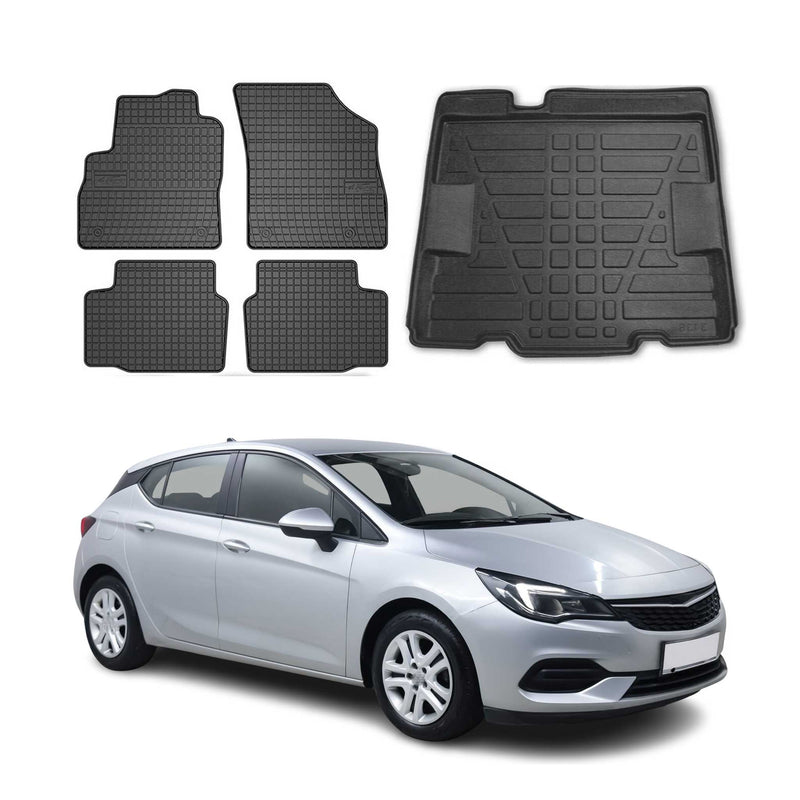 Fußmatten & Kofferraumwanne Set für Opel Astra K 2019-2025 Untere Gummi TPE 5x