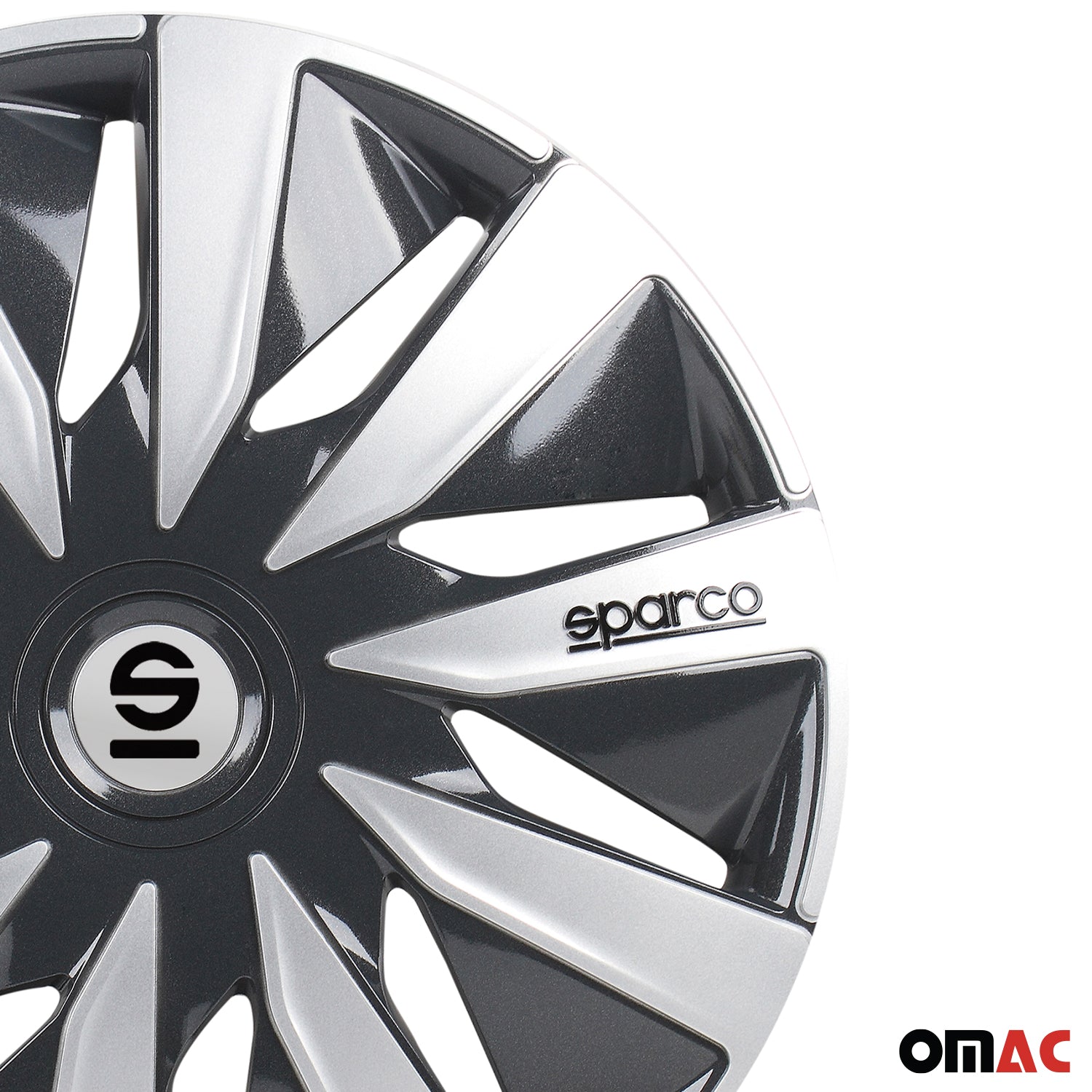 Radkappen Radzierblenden Sparco Lazio 14" Zoll Auto Abdeckung Set Grau Silber 4x