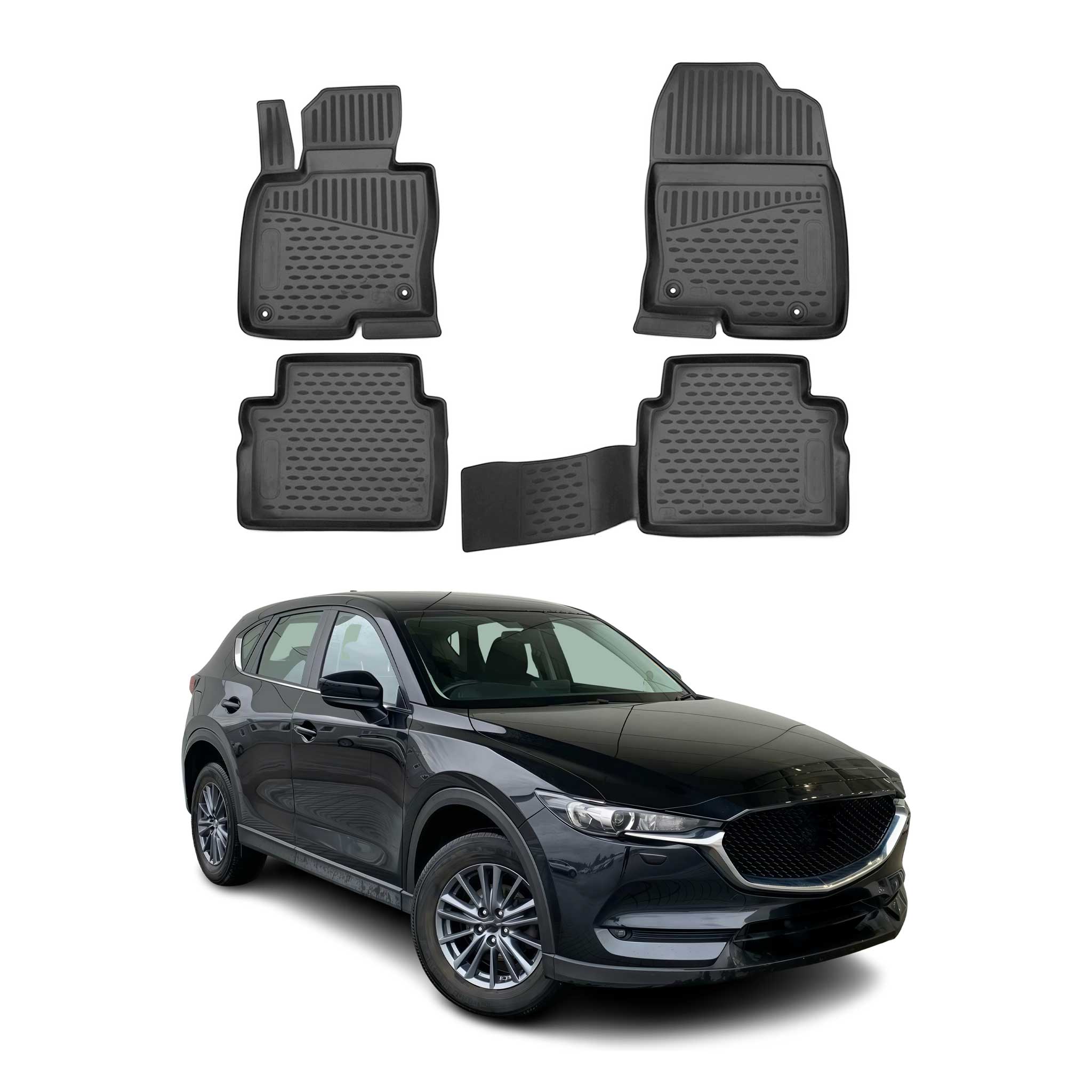 OMAC Gummimatten Fußmatten für Mazda CX-5 2017-2025 TPE Automatten Schwarz 4x