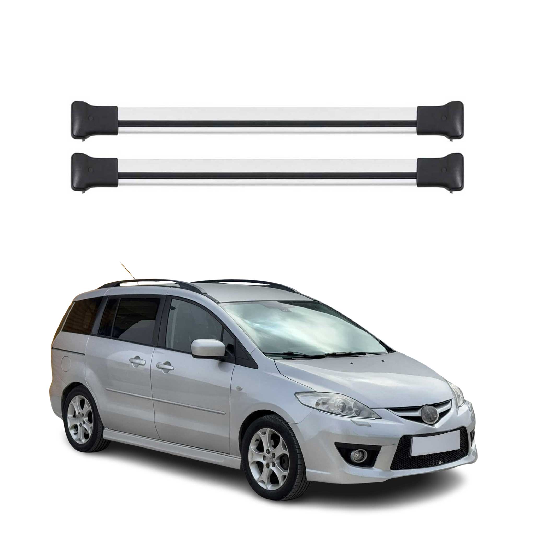 Dachträger Grundtäger für Mazda 5 2005-2010 75kg Aluminium Silber 2 tlg
