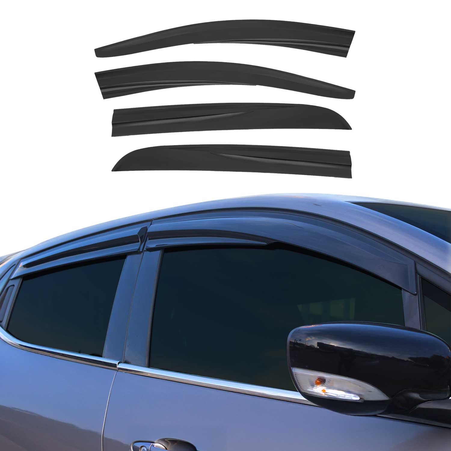 4x Windabweiser Regenabweiser für Opel Corsa D Schrägheck 2006-2015 Acryl Dunkel
