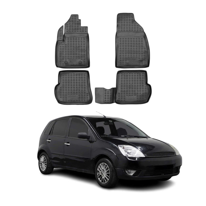 OMAC Gummimatten Fußmatten für Ford Fiesta V 2005-2008 TPE Automatten Schwarz 4x