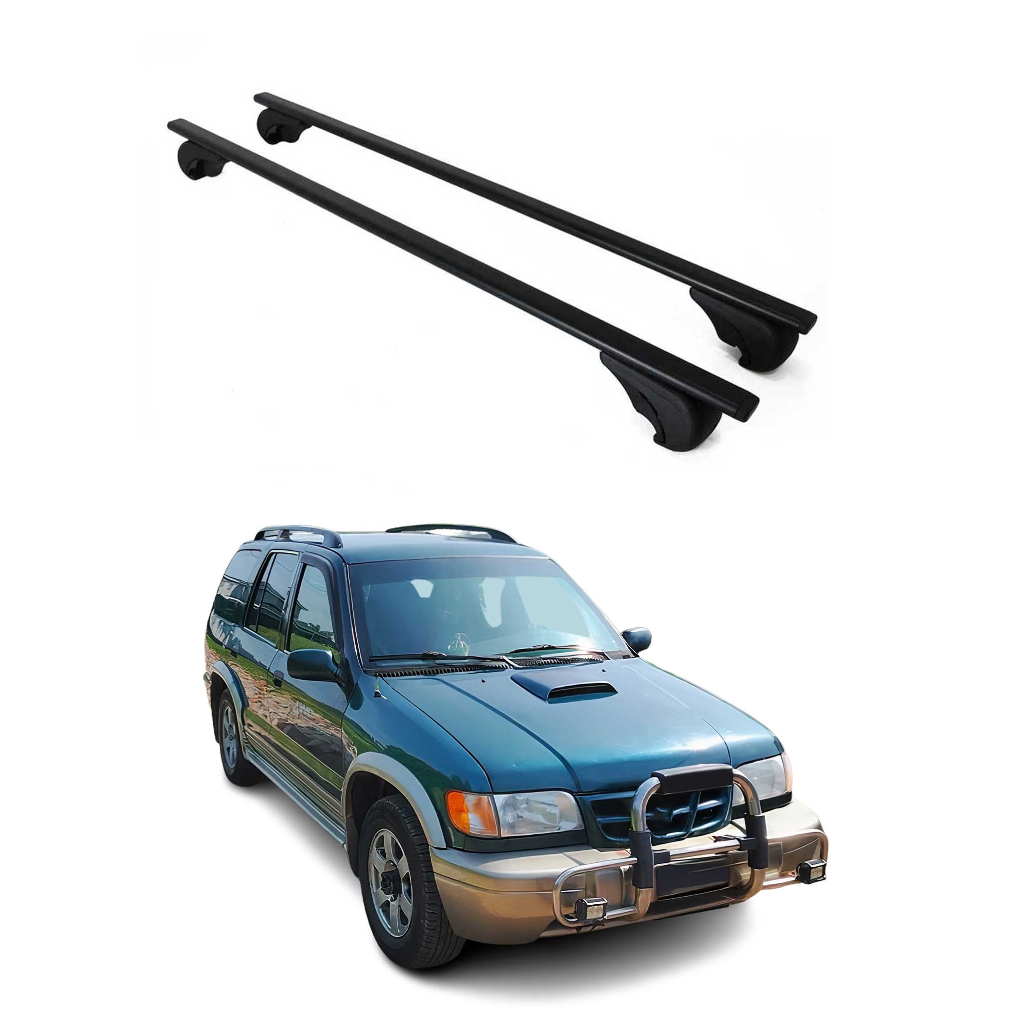Dachträger Grundtäger für Kia Sportage 1993-2010 75kg Metall Schwarz 2 tlg