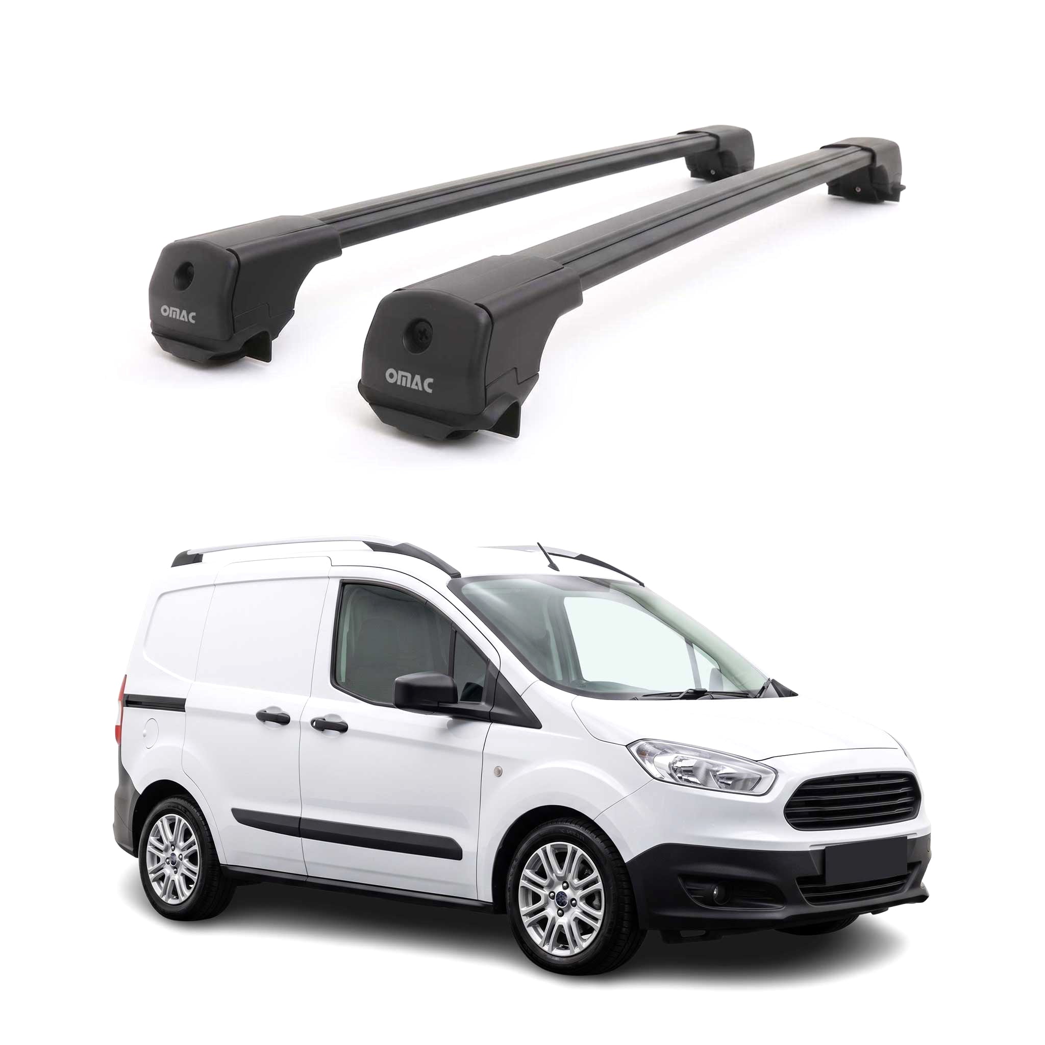 Dachträger Grundträger für Ford Transit Courier I 2014-2023 Aluminium Schwarz 2x