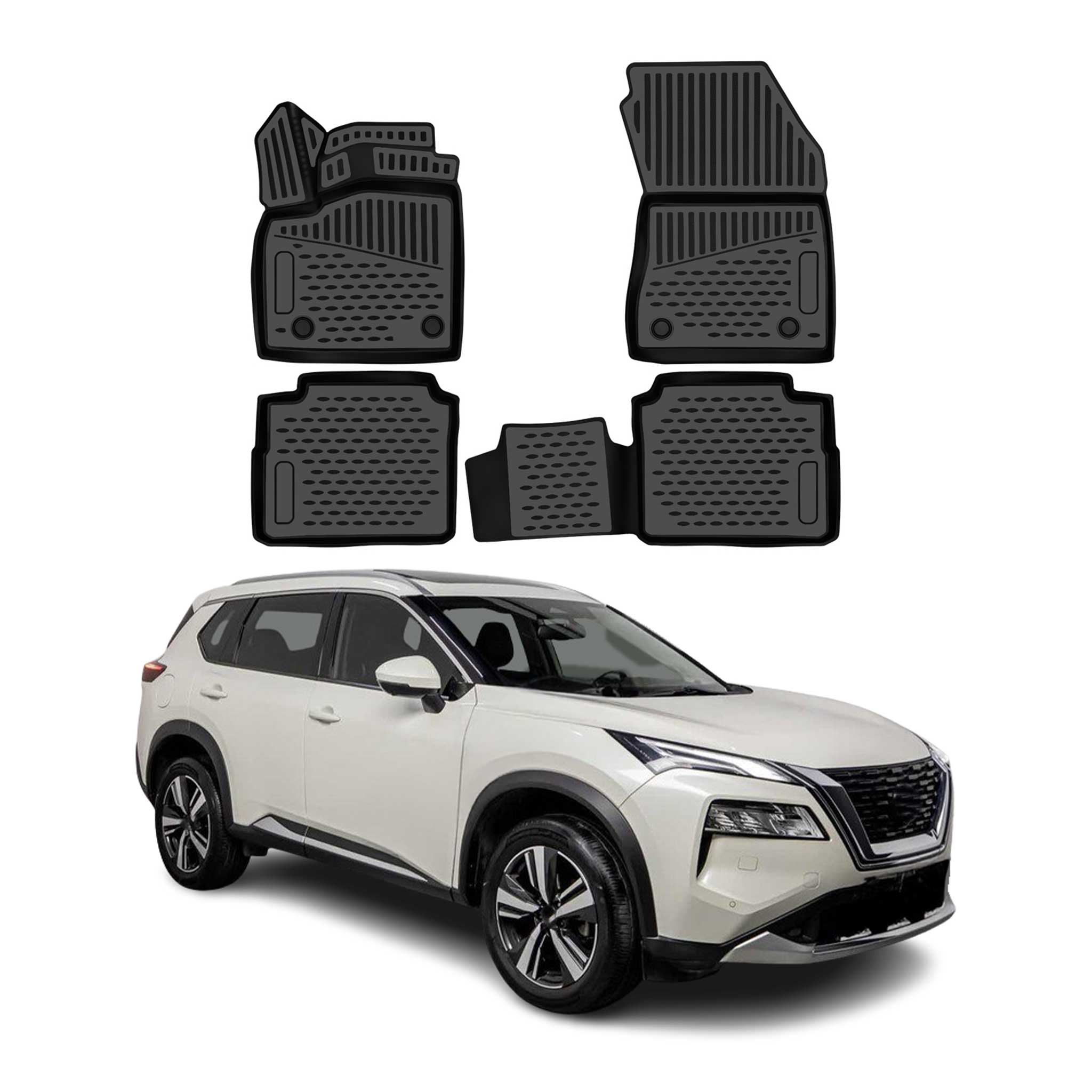 OMAC Gummimatten Fußmatten für Nissan X-Trail T33 IV Electric 2022-2026 Schwarz