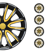 4x Radblenden Radkappen Radzierblenden für 16" Zoll Stahlfelgen Schwarz Gelb