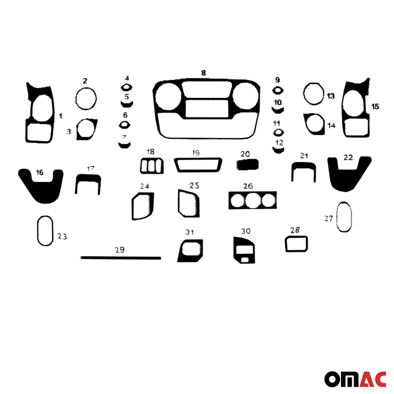 Innenraum Dekor Cockpit für Opel Movano 2010-2024 Carbon Optik 31tlg