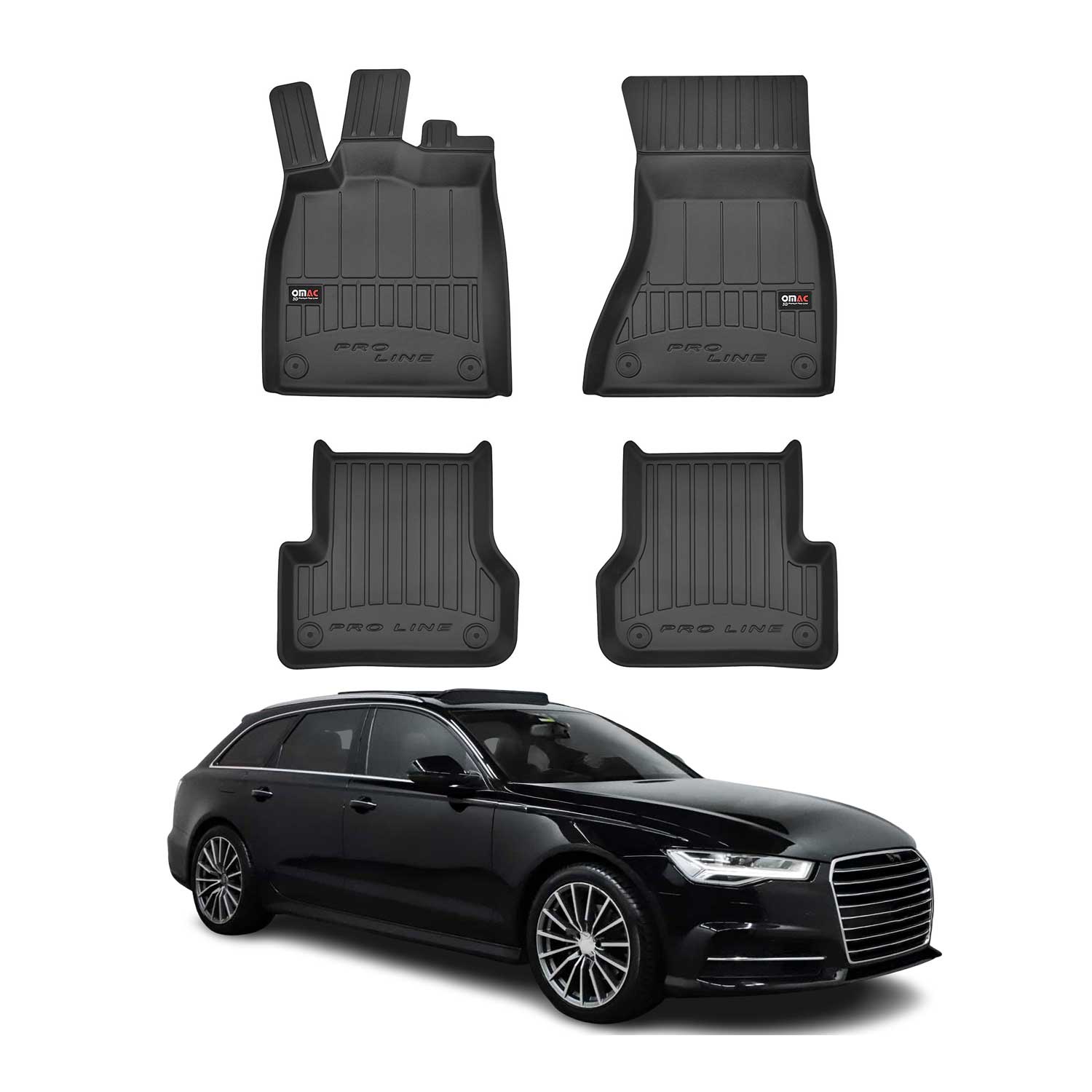 OMAC Gummi Fußmatten für Audi A6 Avant Kombi Limo 2010-2018 Premium TPE 4x