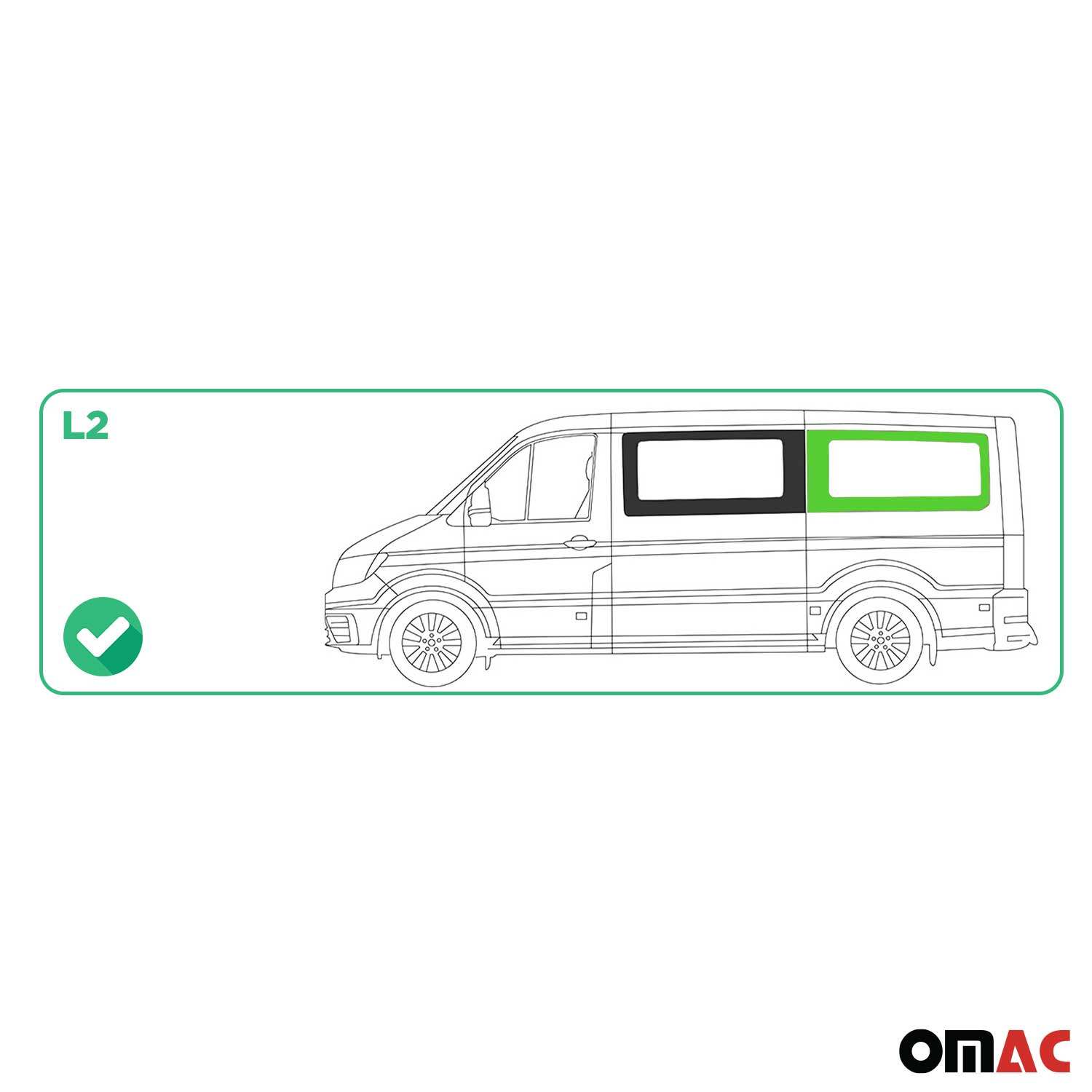 Seitenfenster Sicherheitsglas für VW Crafter 2017-2026 Auto Links L2 Schwarz