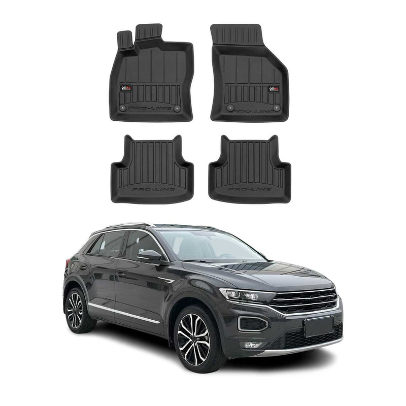 OMAC Gummi Fußmatten für VW T-Roc 2017-2025 Premium TPE 3D Automatten Schwarz 4x