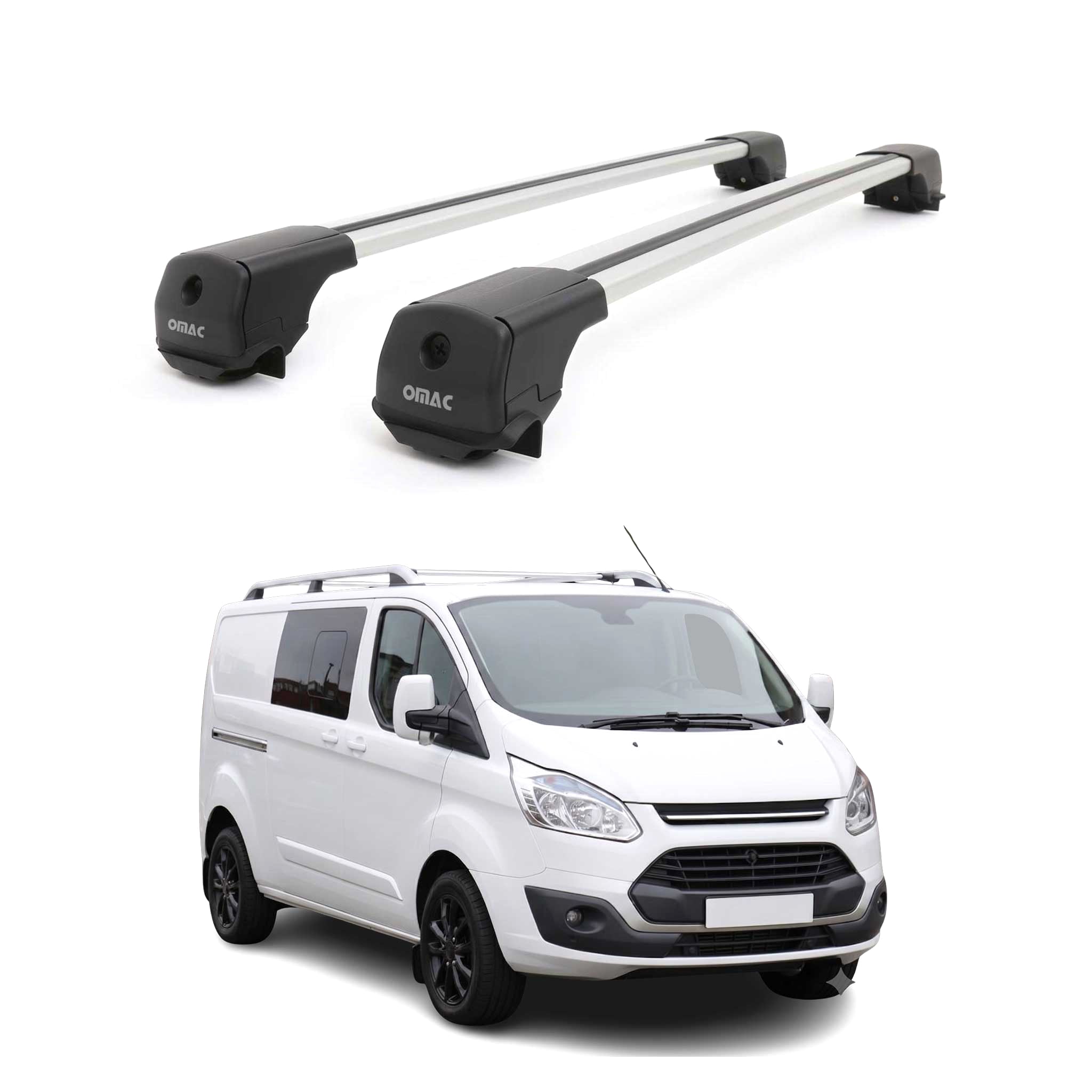 Dachträger Grundträger für Ford Transit Custom I 2012-2023 Aluminium Grau 2tlg