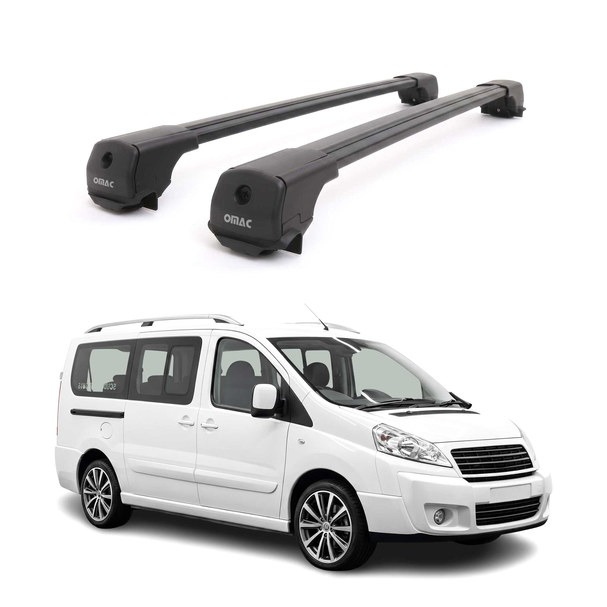 Dachträger Grundträger für Fiat Scudo 2007-2016 Aluminium 75kg Schwarz 2tlg