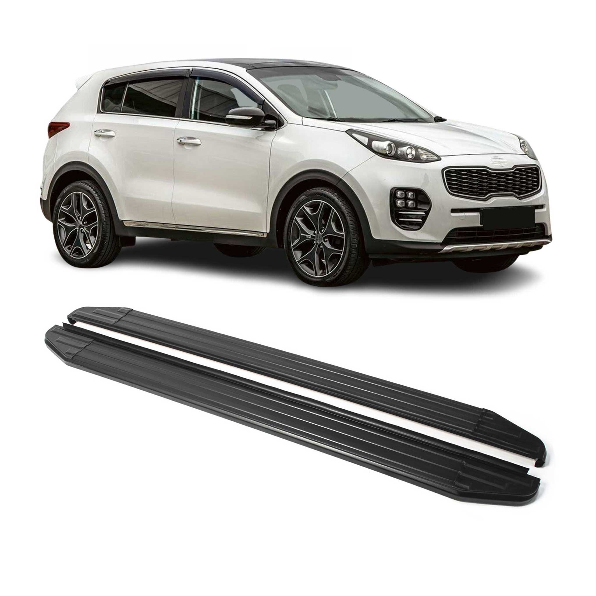 Trittbretter Seitenschweller für Kia Sportage 2016-2025 ABE Schwarz Alu