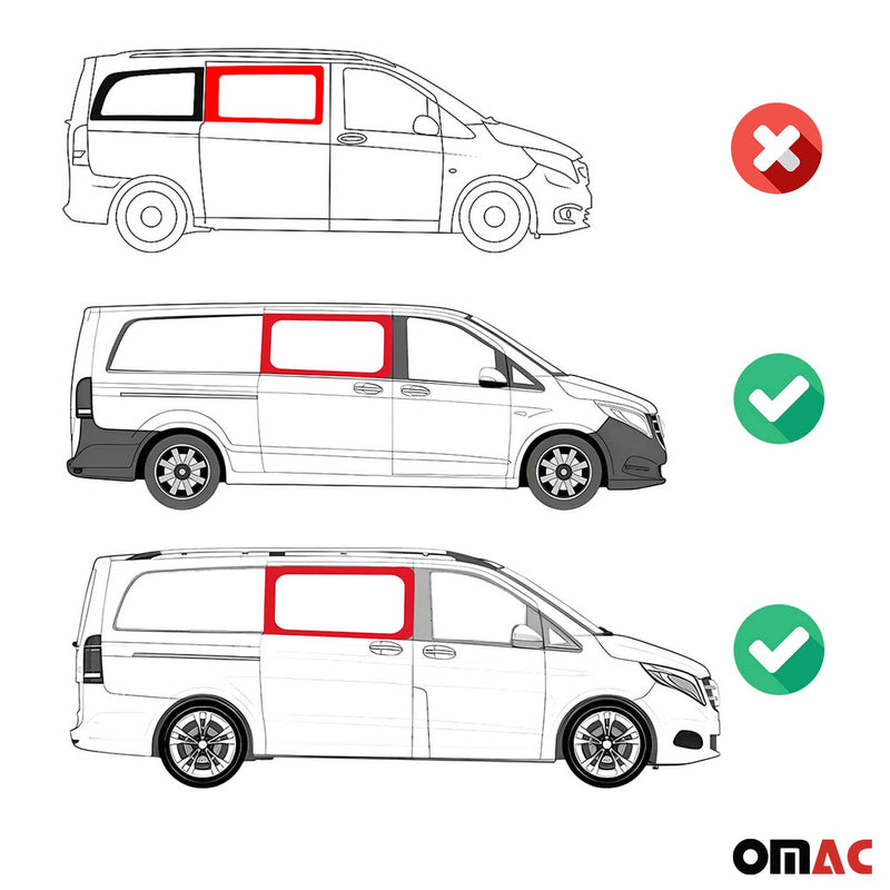 Seitenfenster Auto Fenster für Mercedes Vito W447 2014-2024 Rechts Schwarz L2 L3