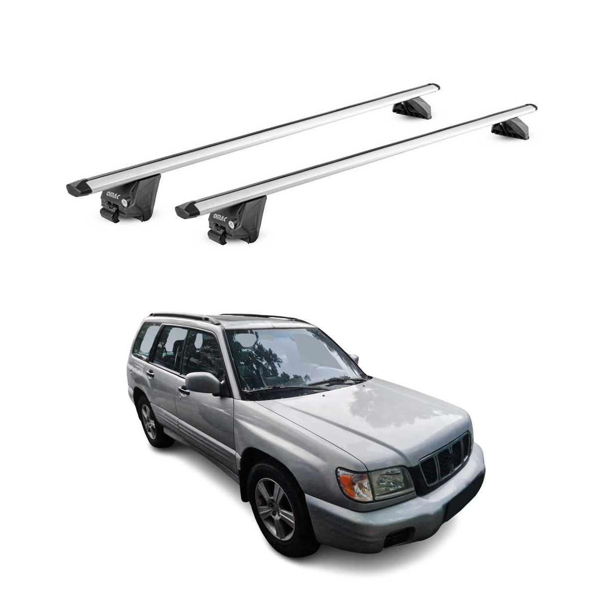 Dachträger Grundtäger für Subaru Forester I 1997-2002 100kg Alu Silber 2tlg ABE