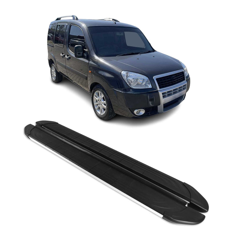 Trittbretter Seitenschweller für Fiat Doblo L1 Kurzer 2000-10 Alu Schwarz Silber