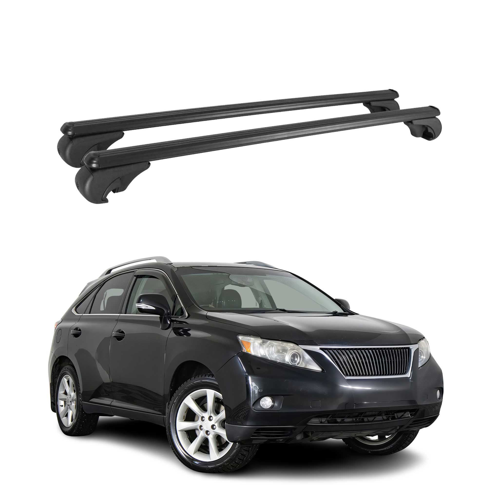 Dachträger für Lexus RX 350 450 MK 2009-2015 Gepäckträger Aluminium Schwarz 2x