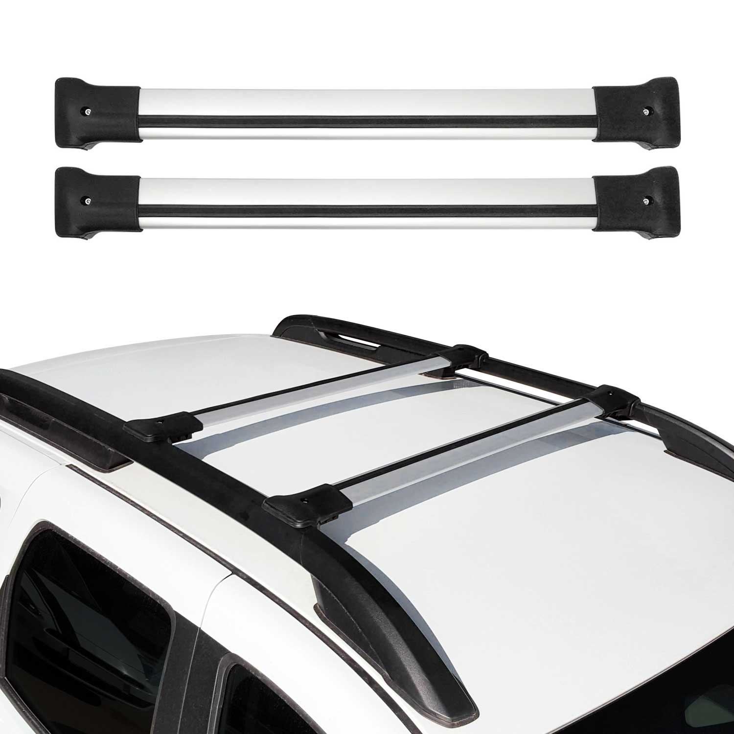 Dachträger Grundtäger für Dacia Duster mk2 2018-2023 75kg Aluminium Silber 2 tlg