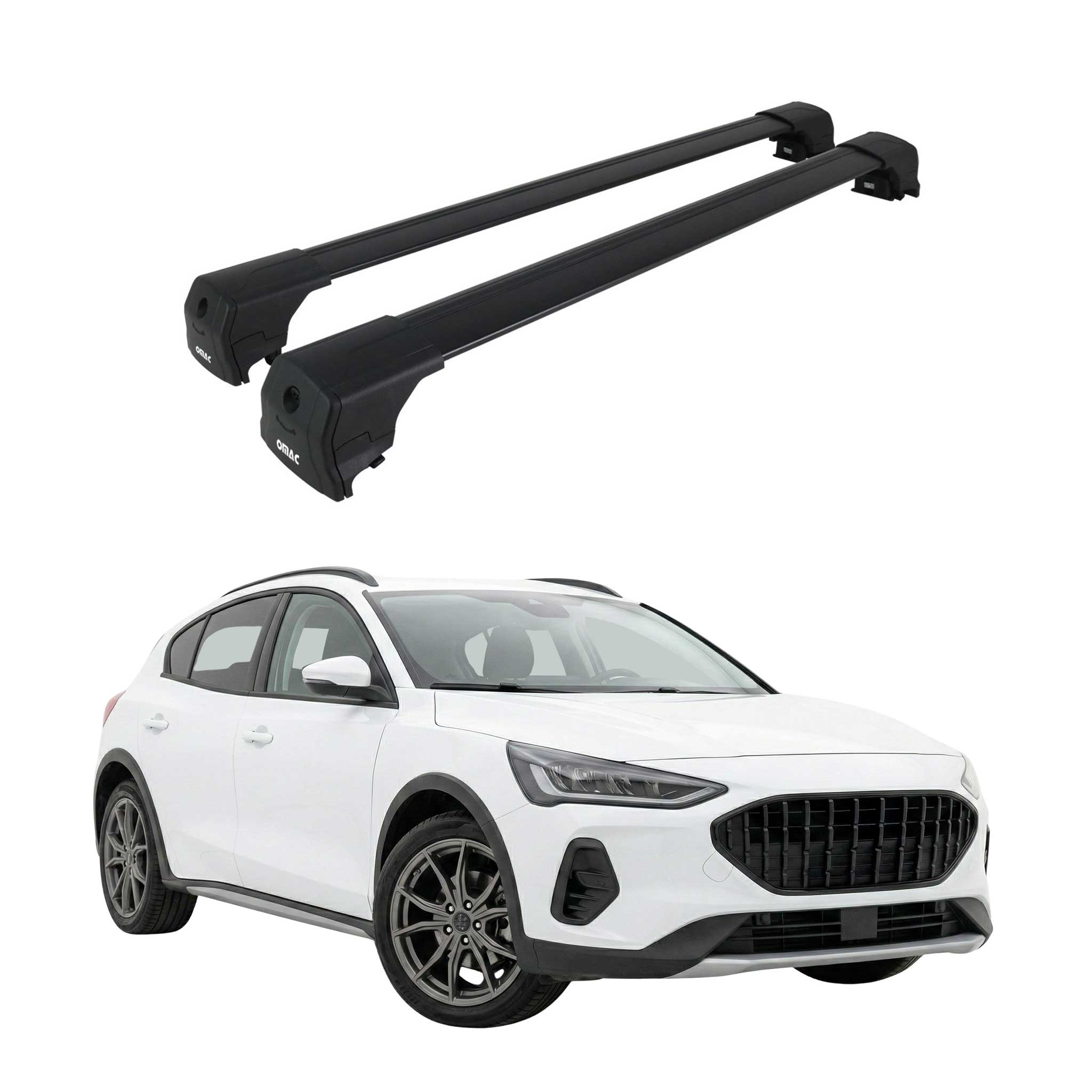 Dachträger Grundtäger für Ford Focus IV Active 2018-2025 75kg Alu Schwarz 2 tlg