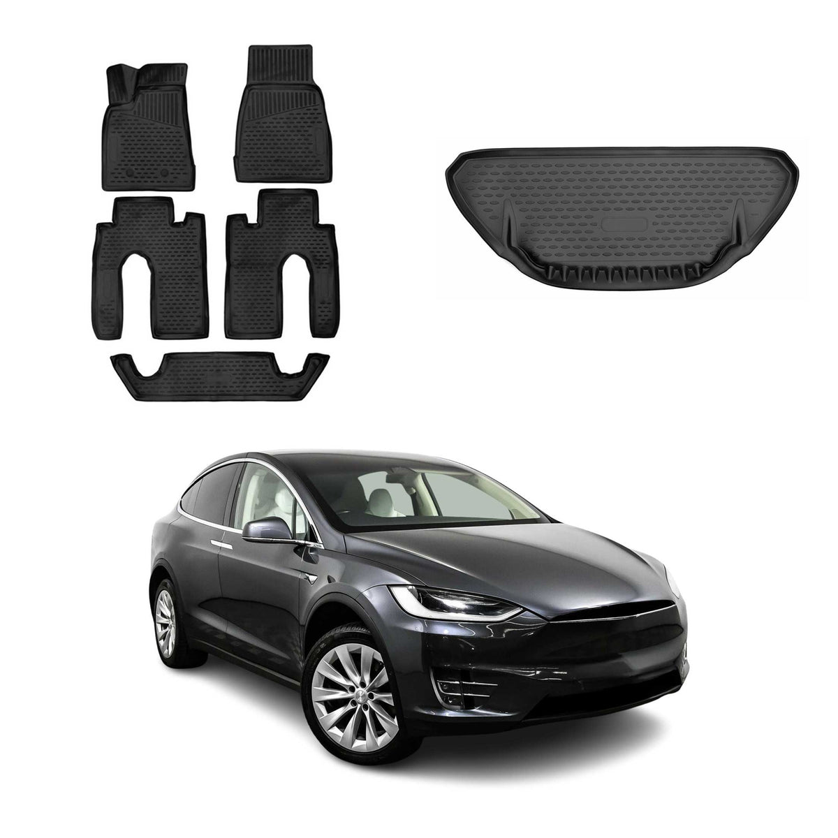 OMAC Fußmatten & Kofferraumwanne Set für Tesla Model X 2016-2020