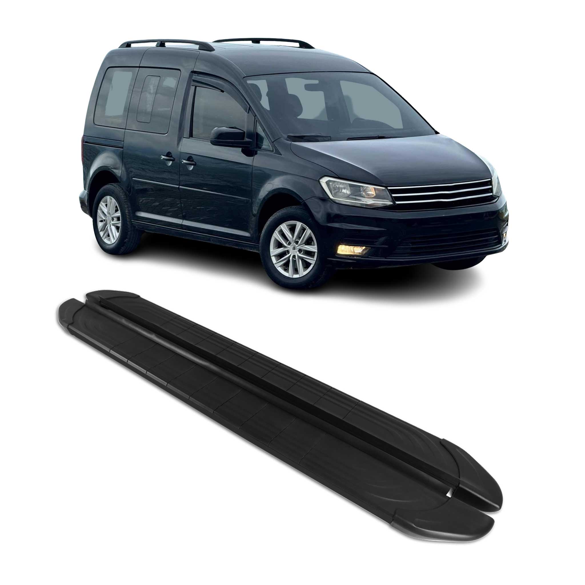Trittbretter Seitenschweller für VW Caddy 2004-2020 L1 Kurzer Schwarz 2tlg