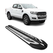 Trittbretter Seitenschweller für Ford Ranger Double Cab 2012-2022 Schwarz Alu