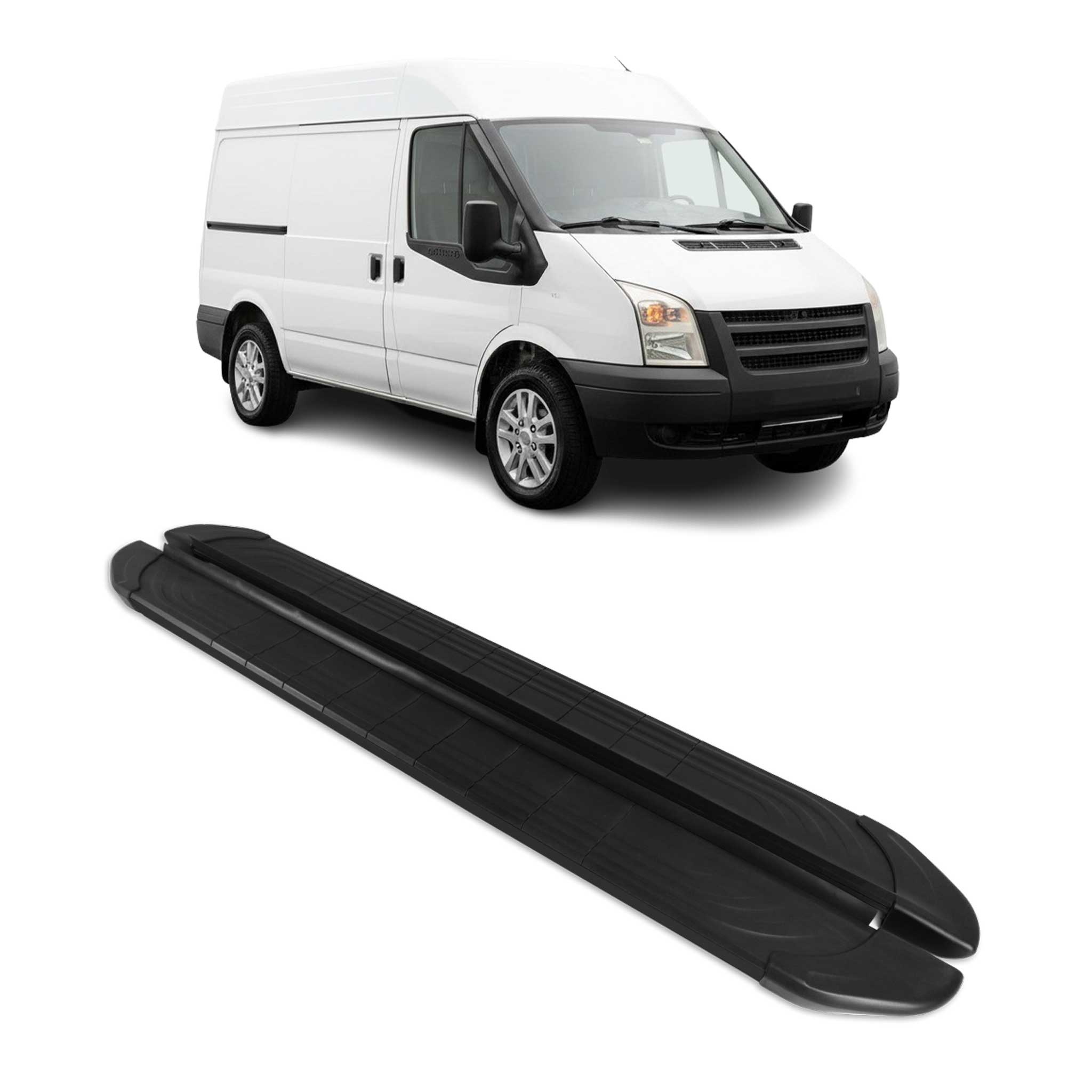 Trittbretter Seitenschutz für Ford Transit 2006-2014 L1 Aluminium Schwarz 2x
