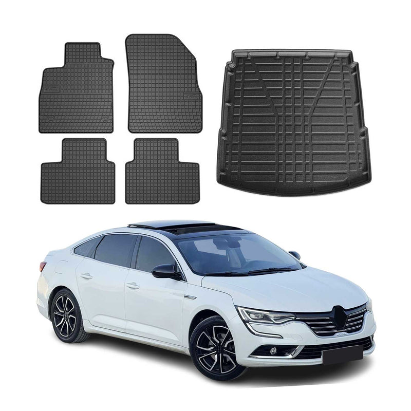 Fußmatten & Kofferraumwanne Set für Renault Talisman 2015-2025 Gummi Schwarz 5x