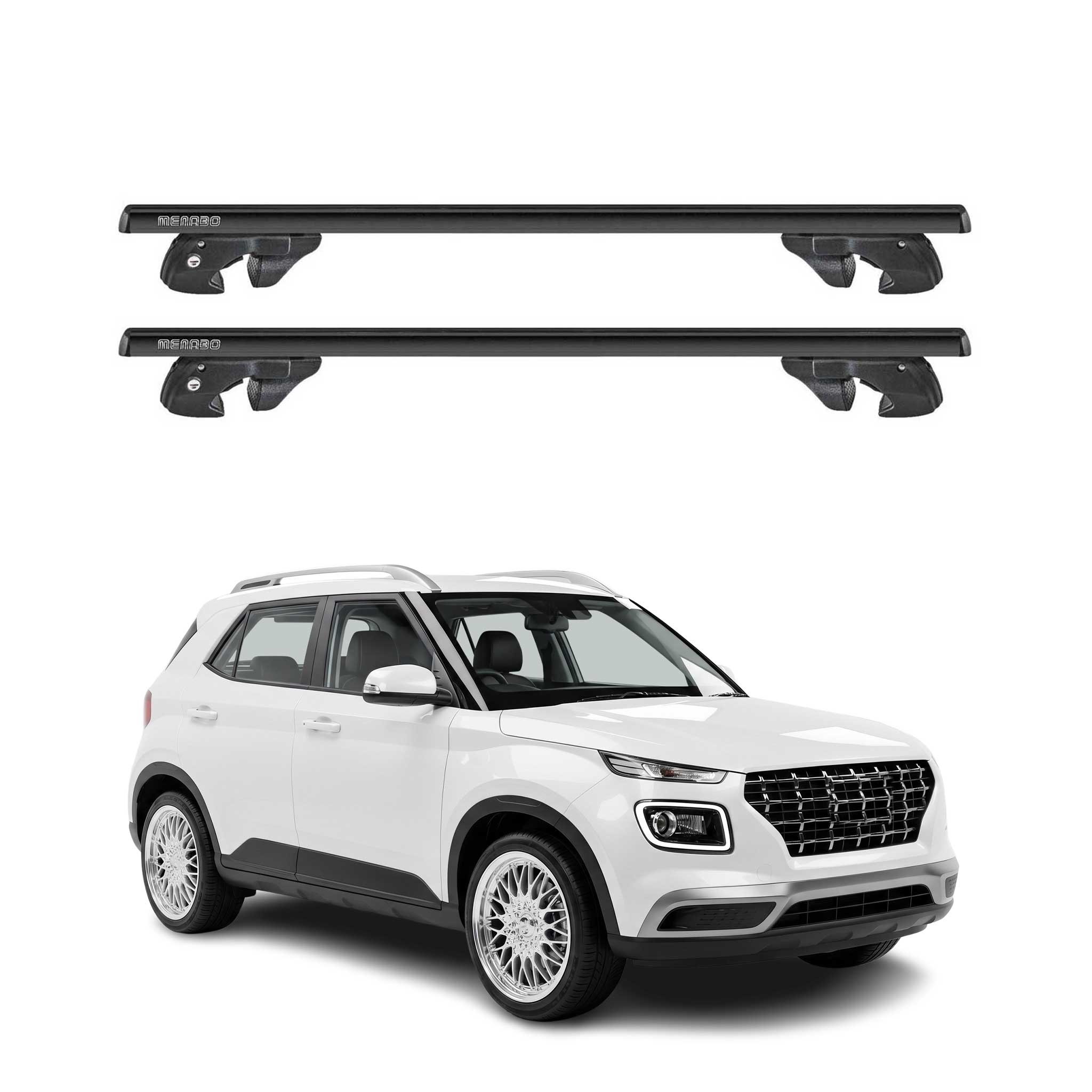 Dachträger Grundtäger für Hyundai Venue 2020-2026 Alu 90kg TÜV Schwarz 2tlg