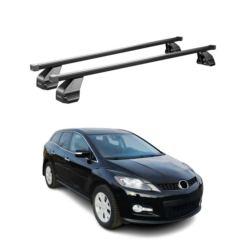 Menabo Dachträger Grundtäger für Mazda CX-7 2006-2012 75kg Stahl Schwarz 2 tlg