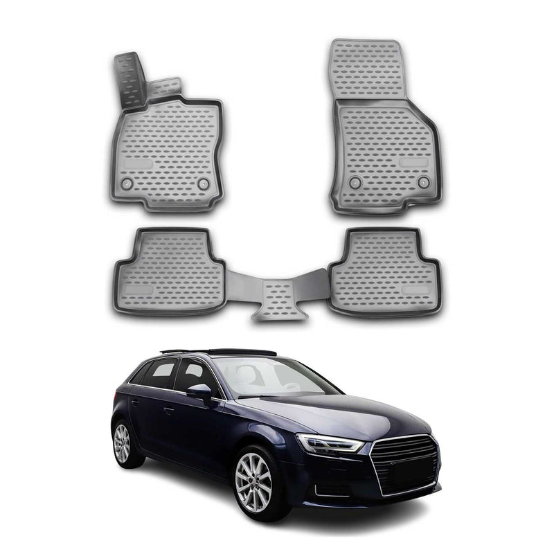 OMAC Gummimatten Fußmatten für Audi A3 Limo Sportback 2012-2020 TPE Grau 4x