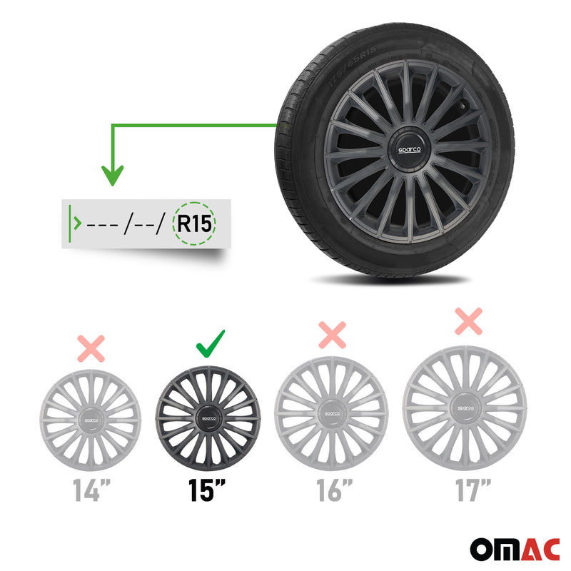 Sparco Radkappen 15 Zoll Treviso Grau 4tlg