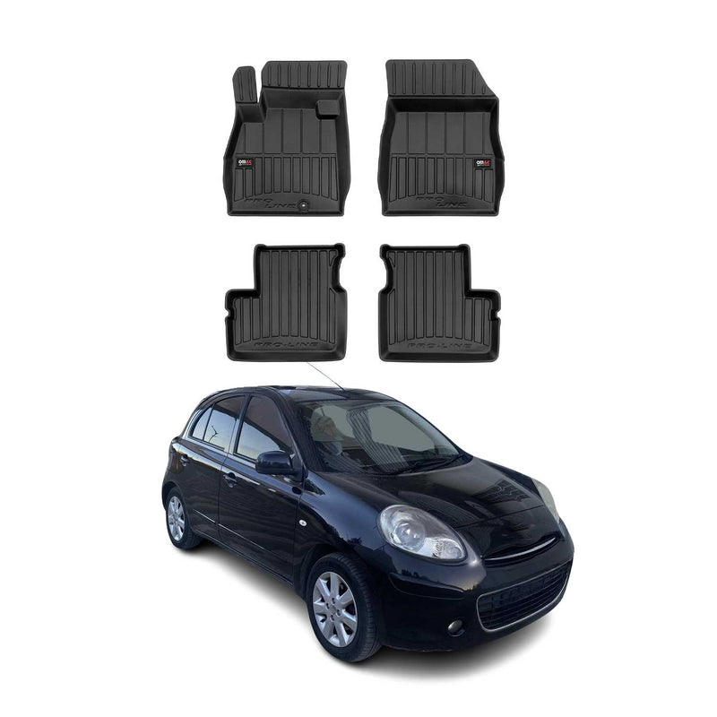 OMAC Gummi Fußmatten für Nissan Micra K13 2010-2016 Premium Gummi Schwarz 4tlg