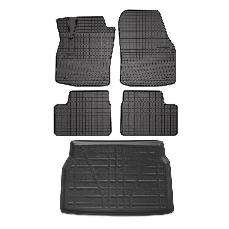 Fußmatten & Kofferraumwanne Set für Opel Astra H 2004-2013 Gummi TPE Schwarz 5x