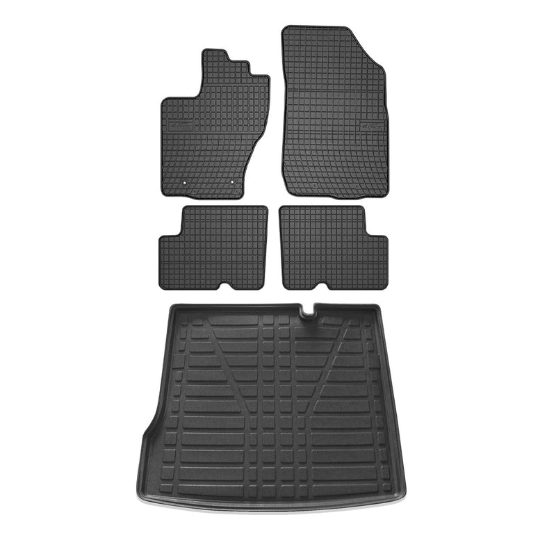 Fußmatten & Kofferraumwanne Set für Dacia Duster 2 2010-2018 Gummi Schwarz 5x