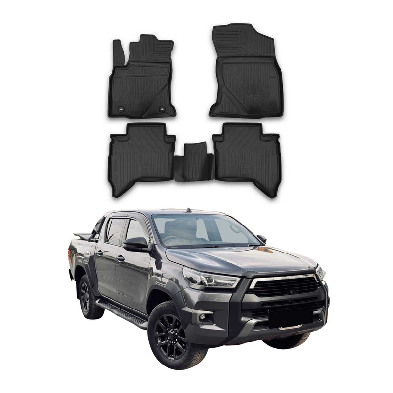 OMAC Gummimatten Fußmatten für Toyota Hilux 2015-2021 TPE Automatten Schwarz 4x