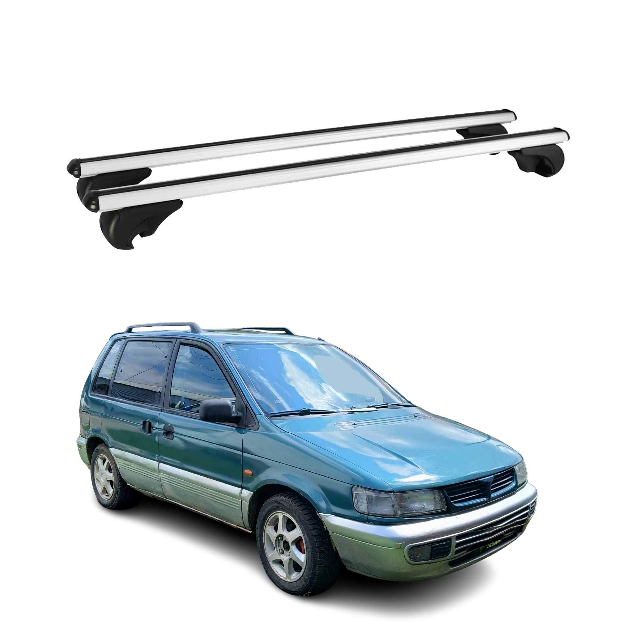 Dachträger für Mitsubishi Space Runner 1992-2002 Gepäckträger Aluminium Grau 2x