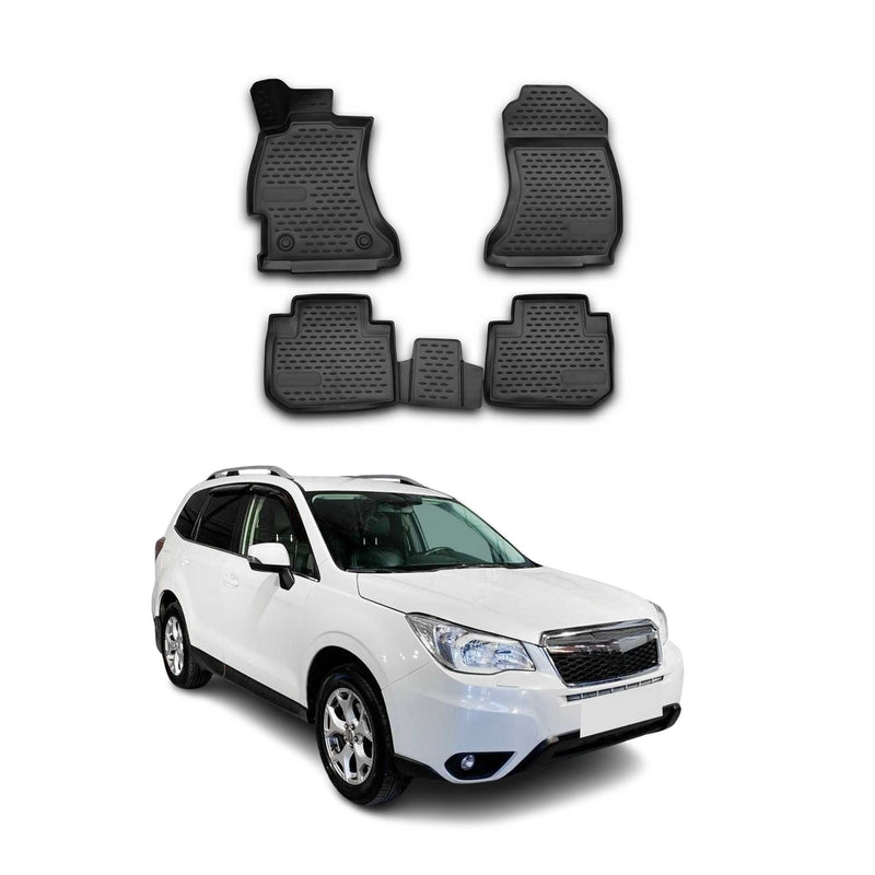 OMAC Gummimatten Fußmatten für Subaru Forester 2013-2019 TPE Matten Schwarz 4x