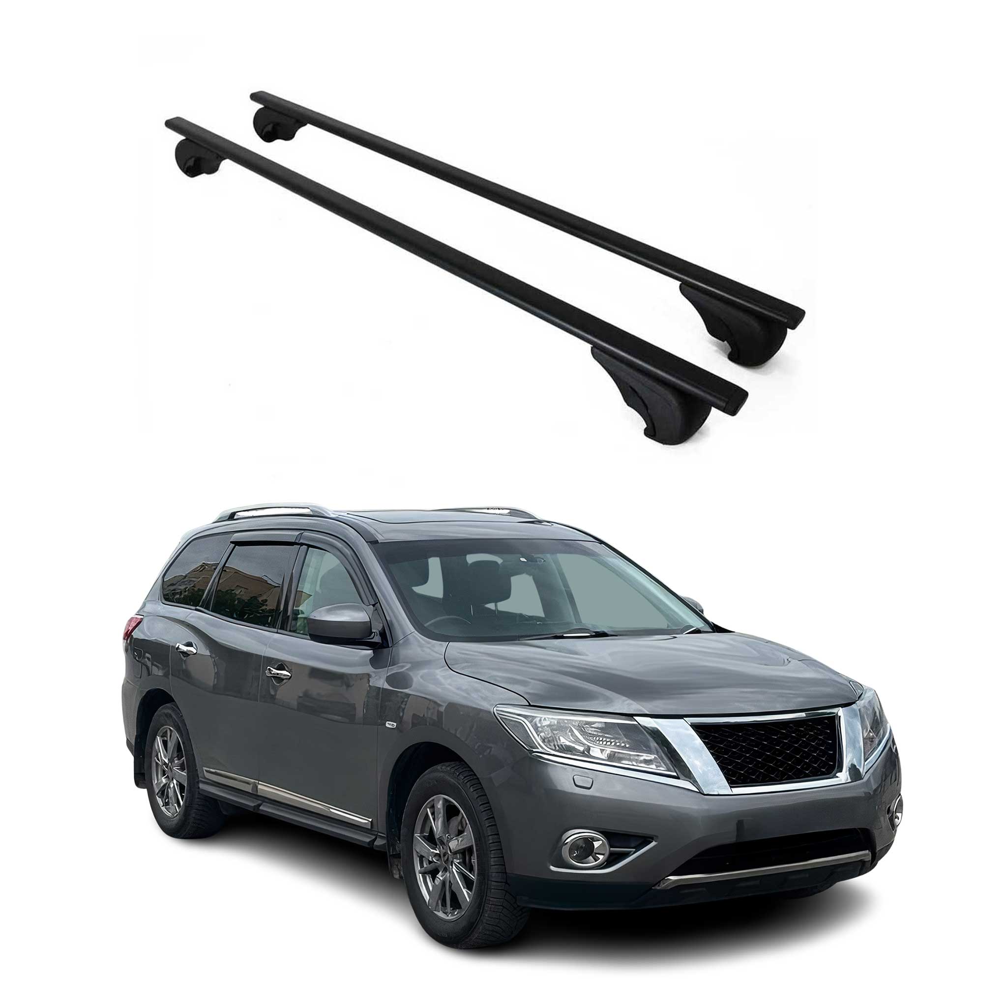 Dachträger Grundtäger für Nissan Pathfinder 2013-2020 75kg Metall Schwarz 2 tlg