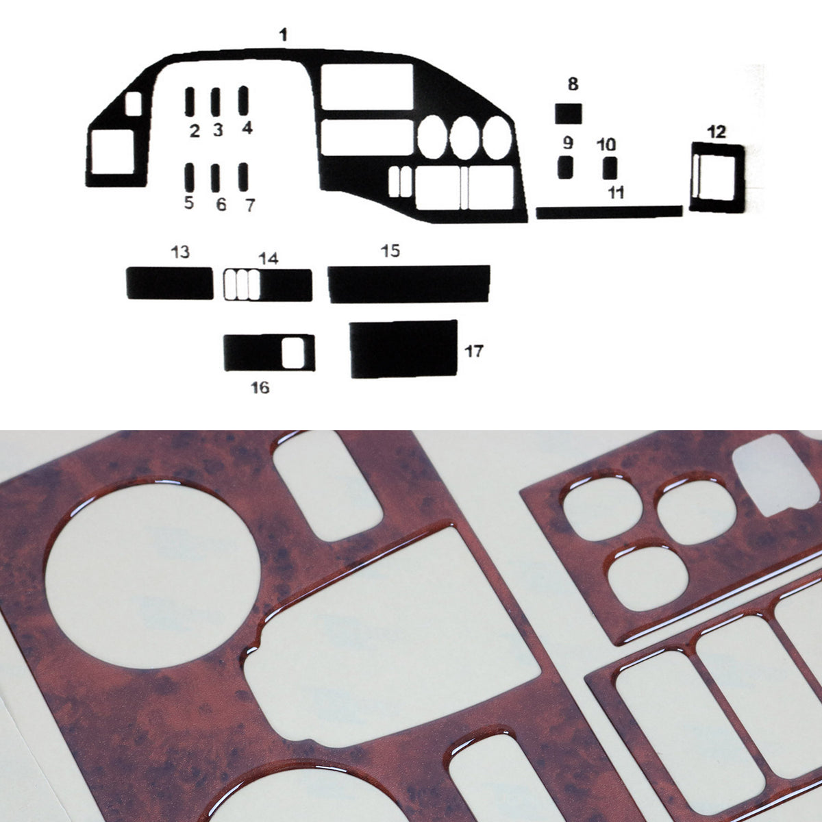 Innenraum Dekor Cockpit für Mercedes Sprinter 1995-2000 Wurzelholz Optik 17tlg